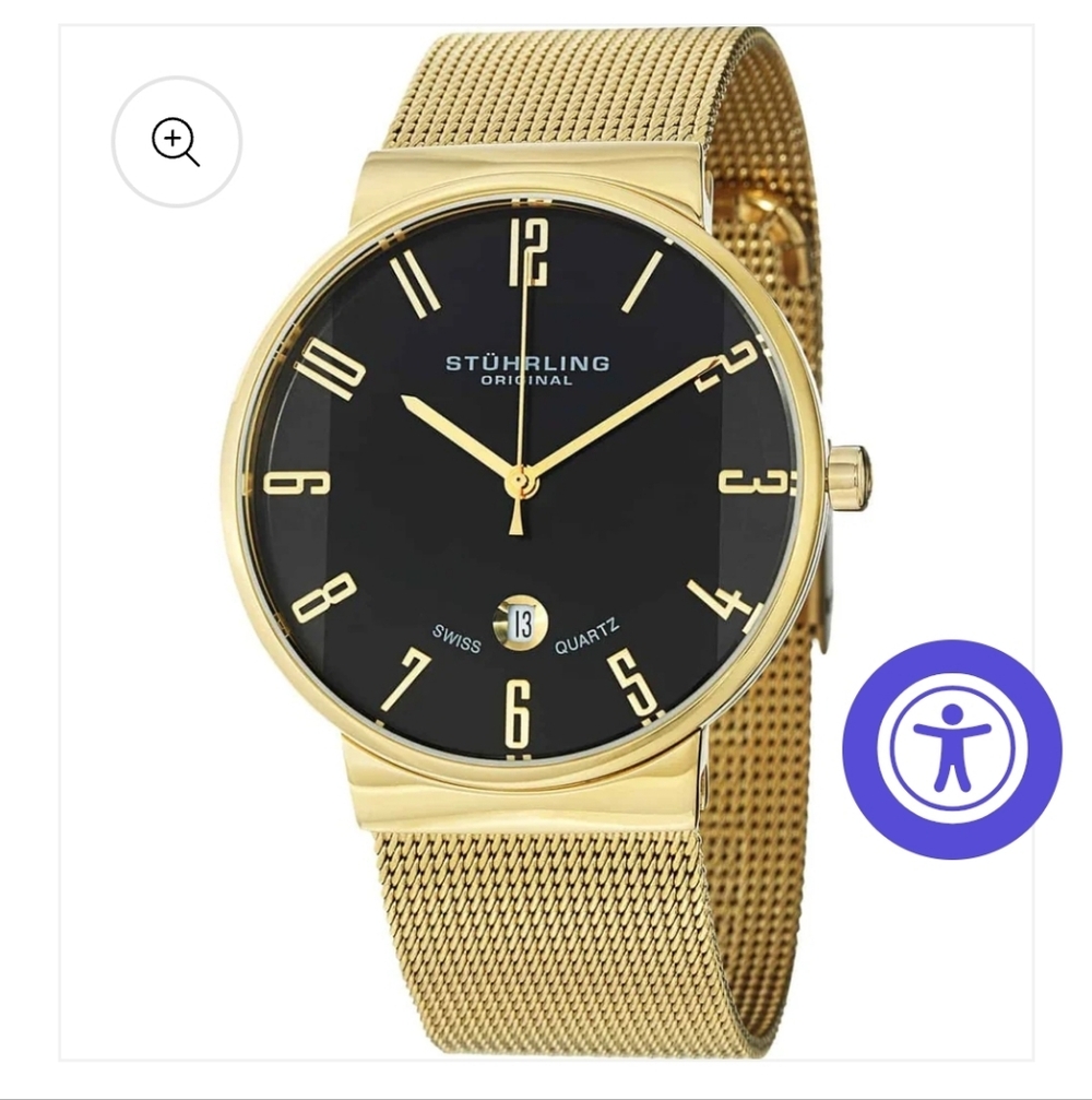Nwot! Stuhrling Monticello 327G Swiss Quartz 40mm Classic